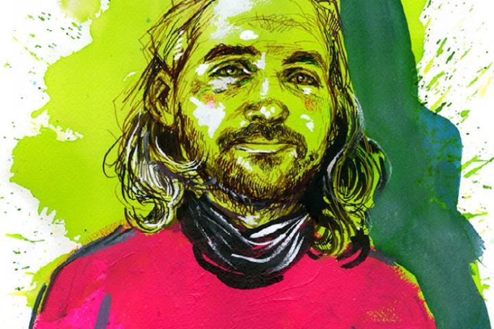 Drawing of Espen Utne Landgraff by Molly Crabapple