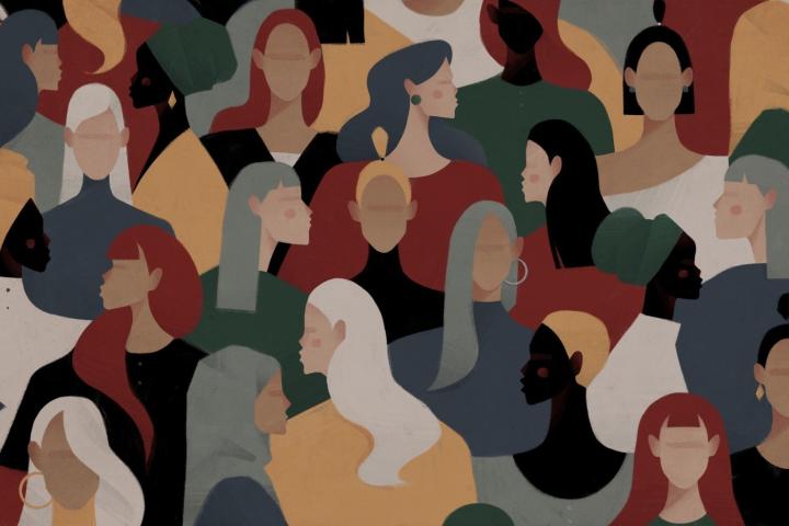 drawing collage of women
