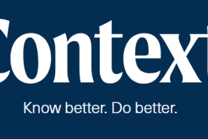 White text, which says "Context. Know better. Do better.", on a royal blue background.